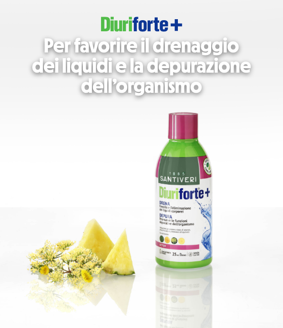DIURIFORTE+ è un integratore alimentare formulato favorire il drenaggio dei liquidi corporei e la depurazione dell'organismo.